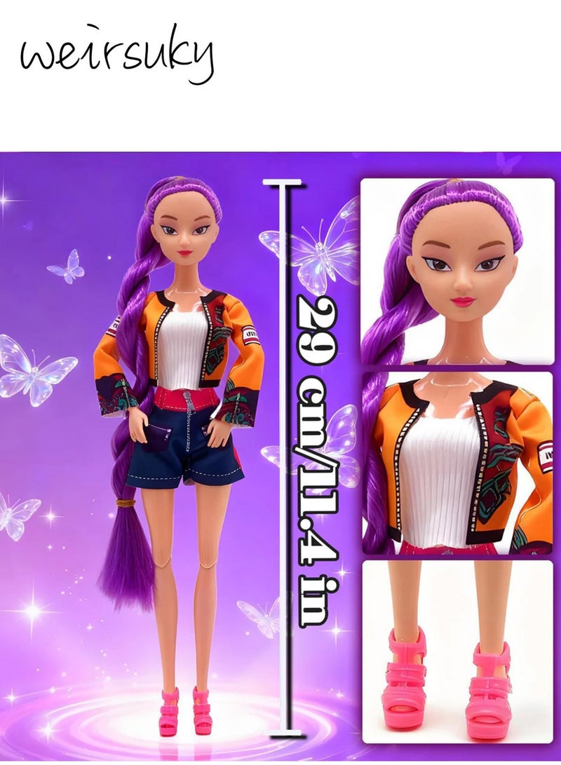 weirsuky K-Pop Demon Dolls, 29 cm Demon Hunters Merch Dolls with Doll Costume Accessories, K-Pop Anime Merch Doll with Movable Arms & Legs, Rumi/Mira/Zoey Doll for Collecting & as a Fan Gift (Set of 3) - Image 2